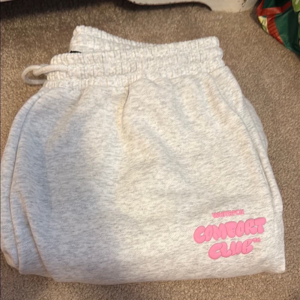 Gray Sweatpants with Pink Logo